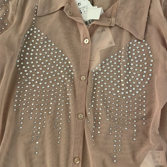 Zara nude mesh top w jewels - Picture 7 of 8